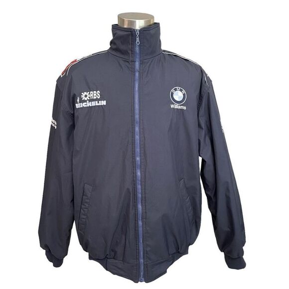BMW Vintage Thick Quilted‎ Jacket RBS Michelin Fedex hp inventAllianz Blue XL - Picture 1 of 7